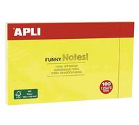 APLI 15002 Funny Notas Adhesivas, 125 x 75 mm, Bloc De 100 Notas Autoadhesivas, Color Amarillo Flúor
