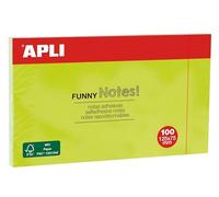 APLI 15004 Funny Notas Adhesivas, 125 x 75 mm, Bloc De 100 Notas Autoadhesivas, Color Verde Flúor