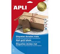 APLI 15025 - Etiquetas metalizadas oro 38,1 x 21,2 mm 20 hojas