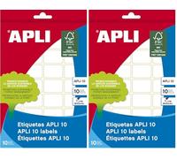 APLI 1634 - Etiquetas adhesivas blancas permanentes APLI 10 de escritura manual (10 x 16mm), pack de 10 hojas (810 etiquetas) (Paquete de 2)