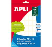 APLI 1635 - Etiquetas adhesivas blancas permanentes APLI 10 de escritura manual (12 x 18mm), pack de 10 hojas (560 etiquetas)