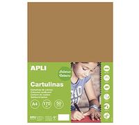 APLI 16499 - Cartulina Avellana A4 170 g/m², 50 Hojas | Tintada En Masa, Ideal Para Manualidades, Lettering, Scrapbooking, Papiroflexia, Impresión Y Uso Escolar