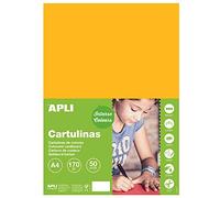 APLI 16501 - Cartulina Amarillo Oro A4 170 g/m², 50 Hojas | Tintada En Masa, Ideal Para Manualidades, Lettering, Scrapbooking, Papiroflexia, Impresión Y Uso Escolar