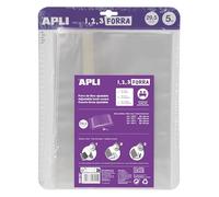 APLI 16915 - Forro de libros con solapa ajustable de polipropileno. Medida 29,5 x 53 cm, 75 µ. Pack de 5 u.