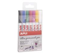 APLI 17694 - Rotulador Permanente Punta Fina Surtido, 7 unidades