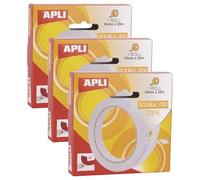 APLI 17723 - Cinta adhesiva doble cara 15 mm x 20 m (Paquete de 3)
