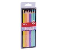 APLI 18059 - Set de Lápices de Colores Pastel Jumbo para Niños | Mina de 5 mm Resistente | Diseño Ergonómico para Dibujo Escolar y Manualidades Creativas