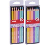 APLI 18059 - Set de Lápices de Colores Pastel Jumbo para Niños | Mina de 5 mm Resistente | Diseño Ergonómico para Dibujo Escolar y Manualidades Creativas (Paquete de 2)