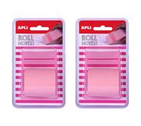 APLI 18192-Rollo dispensador de nota adhesiva 50 mm x 8 m color rosa pastel (Paquete de 2)