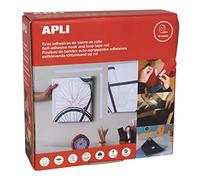 APLI 18212 -Cinta de tiras adhesivas de gancho bucle blanca en rollo,20 mm x 10 m, Blanco
