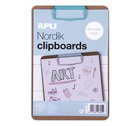 APLI 18605 - Clipboard Portapapeles madera A5 clip azul -Nordik Collection