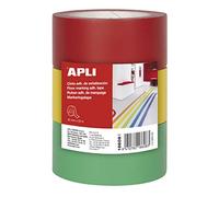 APLI 18608 - Pack 3 cintas adhesivas de señalización PVC rojo, amarillo y verde 40 mm x 33 m 160 μm
