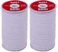 APLI 18675 - Bobina de Cuerda elástica Plana de 5 mm x 100 m en Color Blanco Multiusos (Ideal para Manualidades) (Paquete de 2)