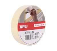 APLI 18744 - Rollo cinta de pintor o carrocero 25 mm x 45 m formato individual. Papel de 57 g/m². Resistente hasta 60º