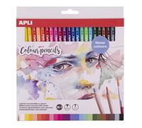 APLI 18913 - Pack de 24 lápices de colores acuarelables con pincel incluido