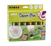 APLI 18981 - Pack 6 rotuladores efecto 3D - Decorpen acabado FLUOR ideales para decorar todo tipo de superficies