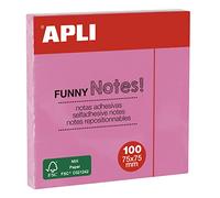 APLI 19082 - Notas adhesivas FUNNY 75 x 75 mm - Bloc de 100 hojas color ROSA pastel