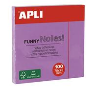 APLI 19083 - Notas adhesivas FUNNY 75 x 75 mm - Bloc de 100 hojas color LILA pastel