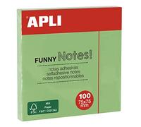 APLI 19084 - Notas adhesivas FUNNY 75 x 75 mm - Bloc de 100 hojas color VERDE pastel
