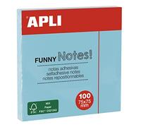 APLI 19085 - Notas adhesivas FUNNY 75 x 75 mm - Bloc de 100 hojas color AZUL pastel