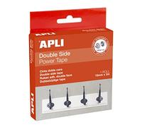 APLI 19184 - Cinta adhesiva de doble cara extra fuerte - Rollo de 19 mm x 3 m de gran resistencia - Para todo tipo de superficies