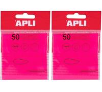 APLI 19570 - Notas adhesivas transparentes 75 x 75 mm de color rosa, Bloc 50 hojas de notas translúcidas resistentes al agua para estudiantes, uso escolar u oficina (Paquete de 2)