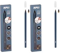 APLI 19800 - Lápiz infinito con cuerpo azul, lápiz eterno sin tinta con mina de recambio (Paquete de 2)