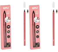 APLI 19803 - Lápiz infinito con cuerpo rosa, lápiz eterno sin tinta con mina de recambio (Paquete de 2)