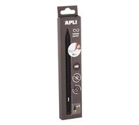 APLI 19828 - Lápiz infinito con cuerpo negro, lápiz eterno sin tinta con mina de recambio