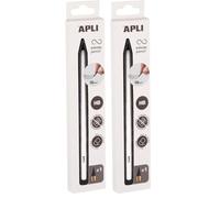 APLI 19830 - Lápiz infinito con cuerpo blanco, lápiz eterno sin tinta con mina de recambio (Paquete de 2)