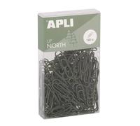 APLI 19977 - Clips de Oficina Metálicos 28 mm - Paquete de 140 unidades en Color Caqui - Diseño Elegante - Accesorios de Escritorio Upnorth