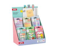 APLI 20242 - Expositor con 800 índices marcapáginas de film adhesivo repartidos entre 36 diseños (20 índices por color), 12 diseños de animalitos, y 24 diseños más neutrales.