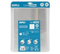 APLI 20283 - Pack de 10 forros de libro con solapa ajustable de polipropileno. Medida 30 x 53 cm, 75 µ.