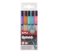 APLI 20326 - Liquid Chalk Colores Pastel - Pack de Rotuladores de Tiza Líquida Punta Redonda 3 mm - Escritura Decorativa en Pizarras y Vidrio