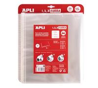 APLI 20698 - Pack de 15 Forros Ajustables PP 29 x 53 cm, 75 µ | Solapa Autoadhesiva, Protección Escolar y Material Libre de Ftalatos.