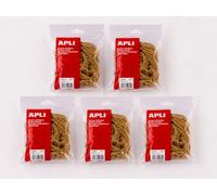 APLI 20903 - Gomas Elásticas Ø 60 x 2 mm de Caucho Natural - 500 g, Pack de 5 Bolsas, Resistentes y Reutilizables