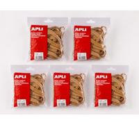APLI 20904 - Gomas Elásticas Ø 200 x 10 mm de Caucho Natural - 500 g, Pack de 5 Bolsas, Resistentes y Reutilizables