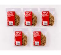 APLI 20905 - Gomas Elásticas Ø 120 x 2 mm de Caucho Natural - 500 g, Pack de 5 Bolsas, Resistentes y Reutilizables