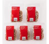 APLI 20906 - Gomas Elásticas Ø 100 x 5 mm de Caucho Natural - 500 g, Pack de 5 Bolsas, Resistentes y Reutilizables