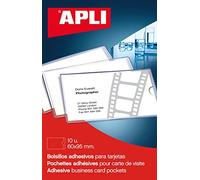 APLI 2580 - Bolsillos porta tarjetas autoadhesivos (95 x 60 mm), 10 unidades