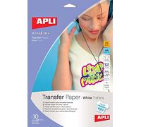 APLI 4128 - Bolsa de papel Transfer para prendas blancas, apto impresoras Inkjet, pack de 10 hojas