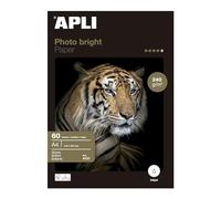 APLI 4137 -Papel fotográfico Photo Bright, A4, pack de 60 hojas, 240 g, con acabado brillante, Calidad profesional, apto impresoras inkjet