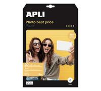APLI 4451 - Papel fotográfico Best Price, A4, pack de 20 hojas, 140g, con acabado brillante, apto impresoras inkjet