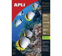APLI Papel fotográfico Photosatin 4453 A4 200 g semi-brillante secado instantáneo - pack de 20 hojas