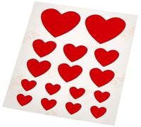 APLI 650 - Bolsa de pegatinas corazones rojos, 3 hojas,total de 48 stickers con adhesivo permanente