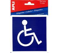 APLI 839 - Bolsa Etiqueta señalización inválidos 1 unidad en PVC, tamaño 114 x 114 mm con adhesivo permanente. Apto para aplicar en cualquier superficie lisa