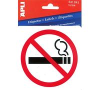 APLI 845 - Cartel adhesivo Prohibido fumar (114 x 114 mm)