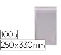 Apli Bolsa Polipropileno 250X330 mm Cierre Adhesivo Transparente Pack de 100 Unidades