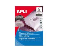 APLI 1797 - Etiquetas blancas permanentes adhesivas imprimibles, Inkjet-Laser-Copy, tamaño etiqueta 105 x 148 mm, cantos rectos, pack de 500 hojas A4 (2000 etiquetas), ideal para sobres y paquetes