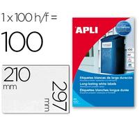 Apli Etiquetas Adhesivas Poliester 210x297 mm Resistente a la Interperie para Laser Pack 100 Hojas